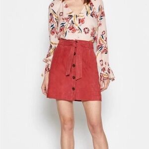 Joie Red Button-Front Mini Skirt